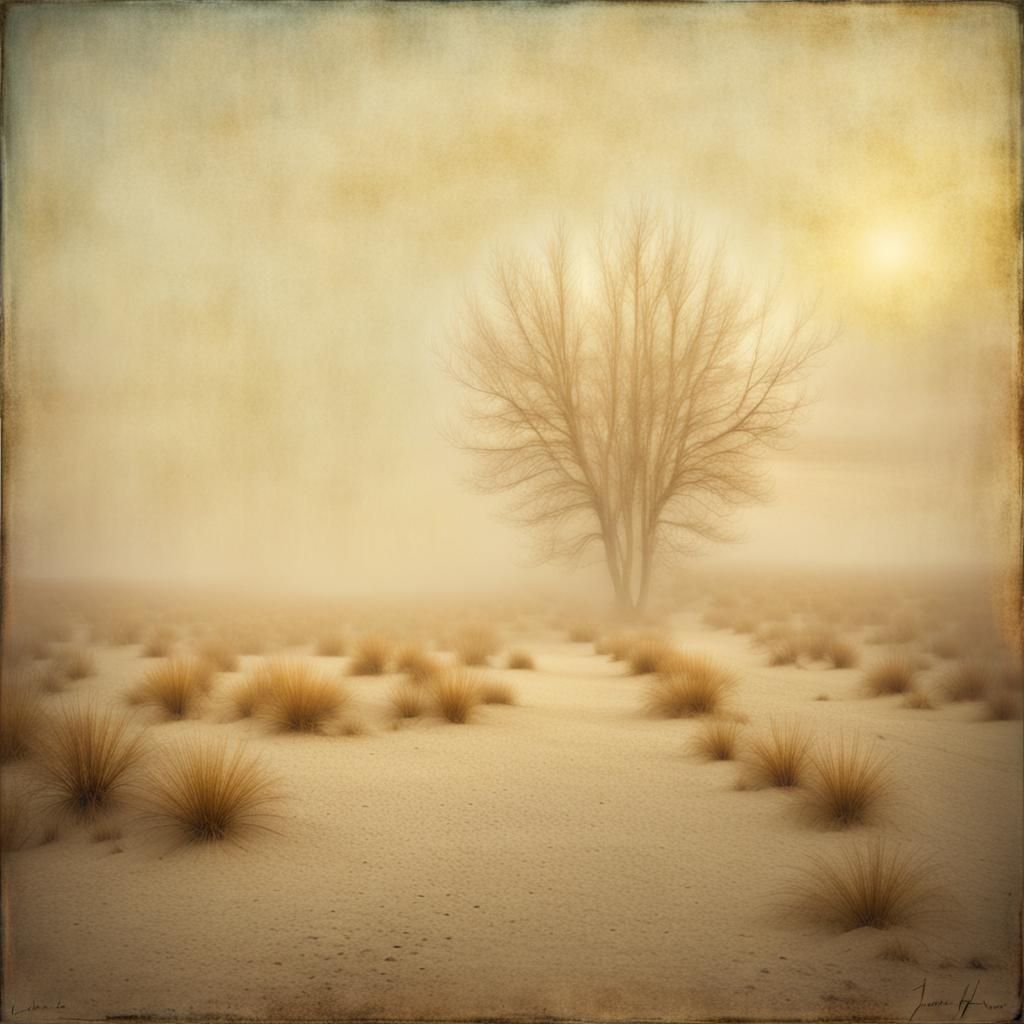 Surreal Desert Landscape in Golden Hour Light