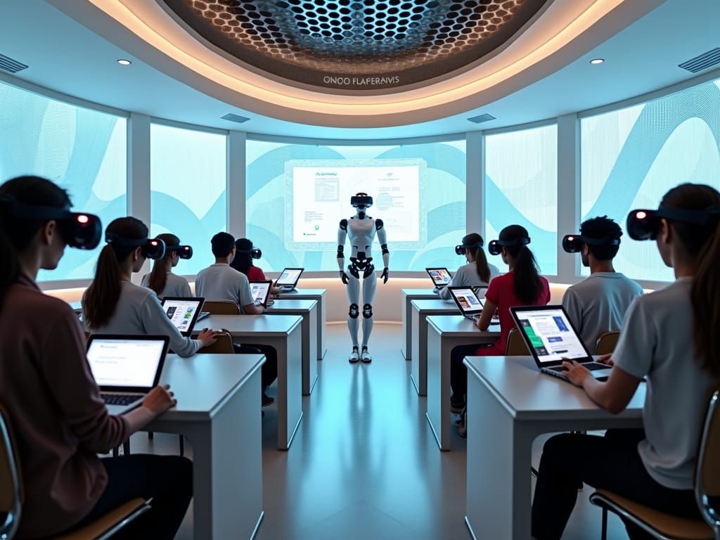 Futuristic Virtual Classroom with AI Tutors and VR