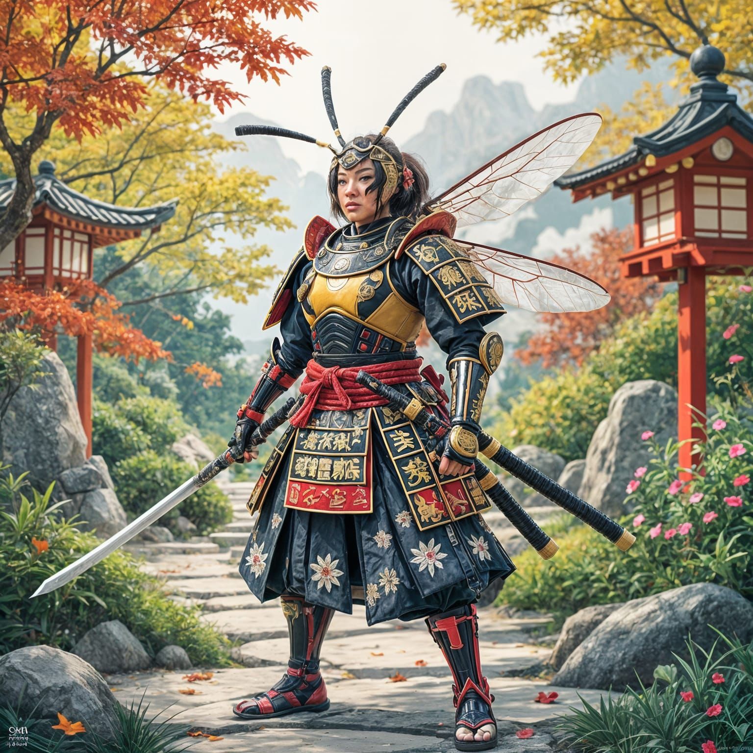 Samurai Wasp Warrior in Traditional Armor