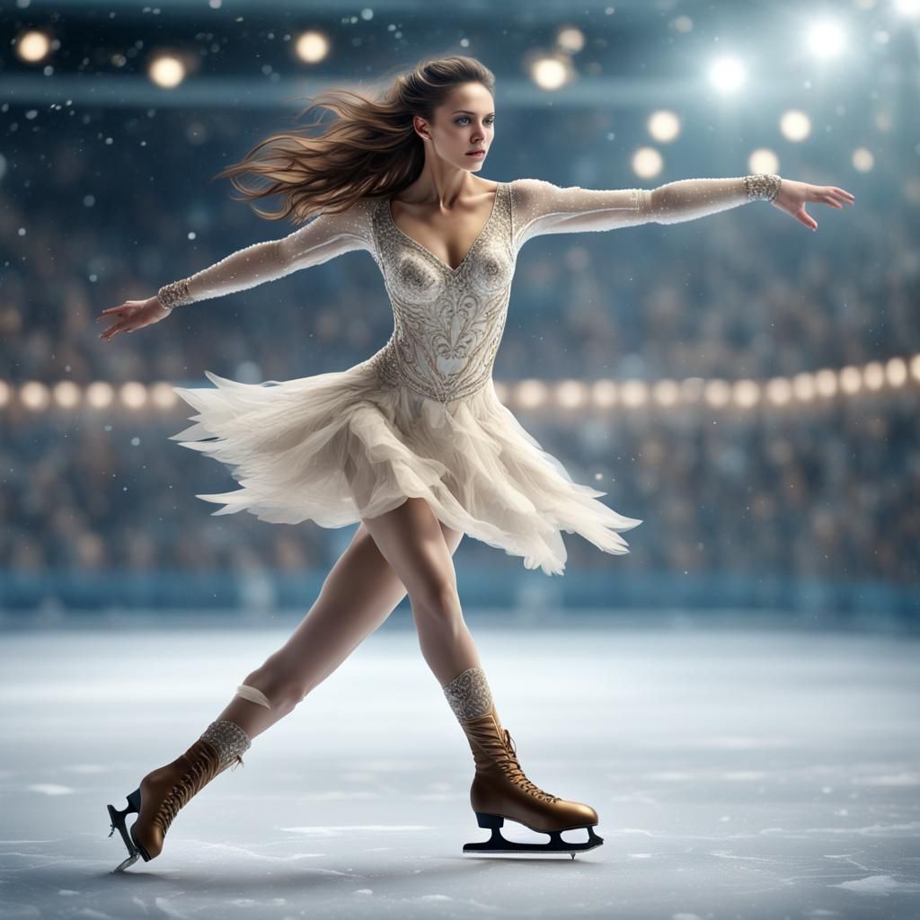 Elegant Figure Skater in Motion: Digital Art