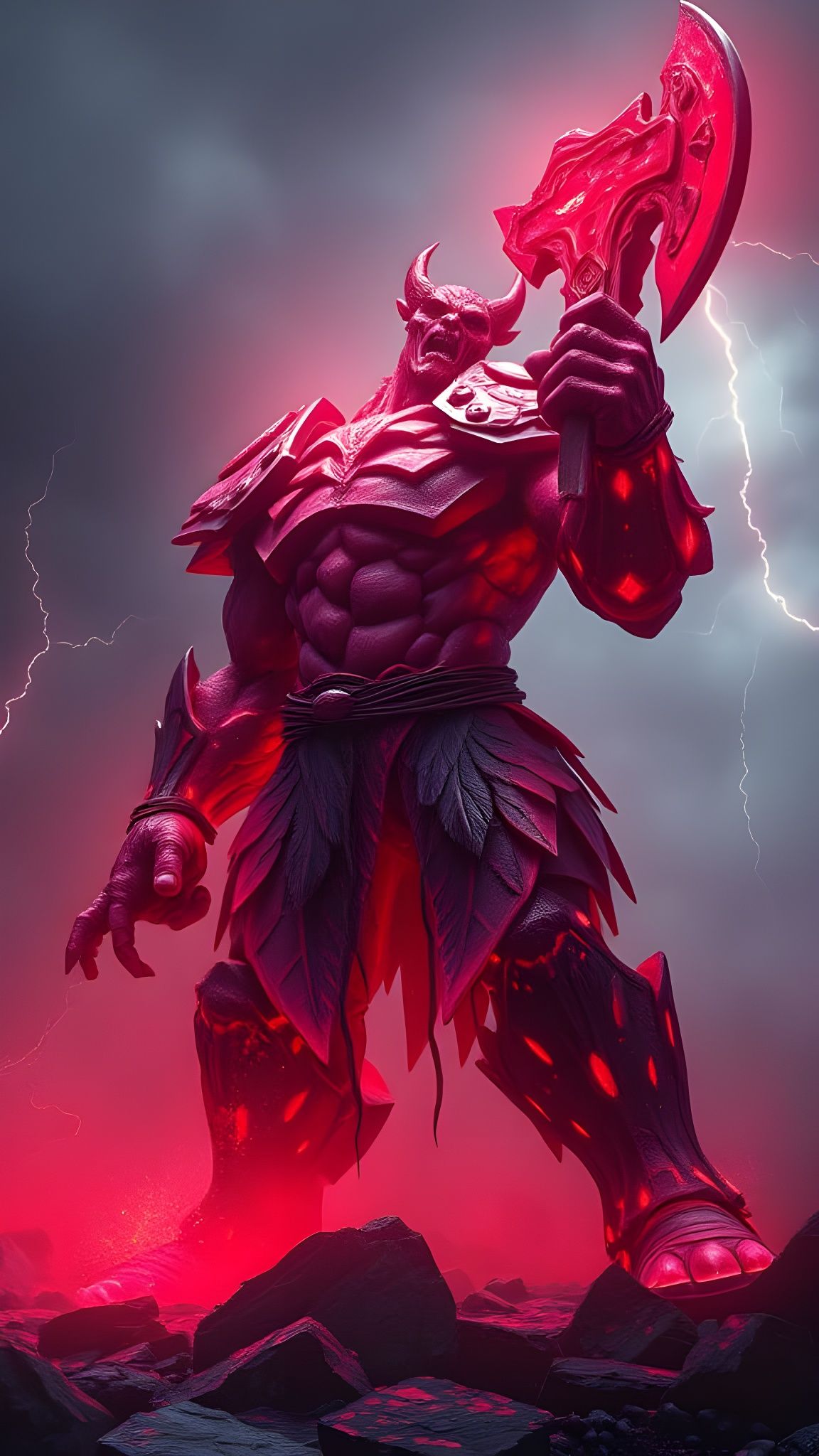 Fearsome Crimson Warrior in Battle Armor