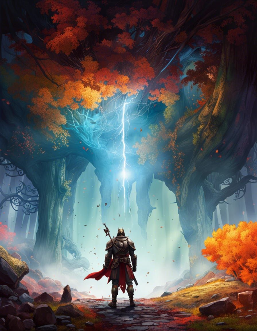 Crowned Animal King With Knights and Watermill, Digital Art