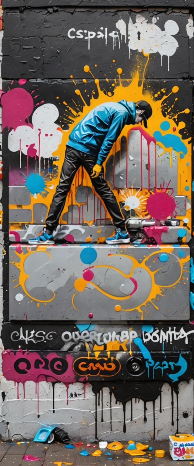 Dynamic Graffiti Art in Polychromatic Splash Style