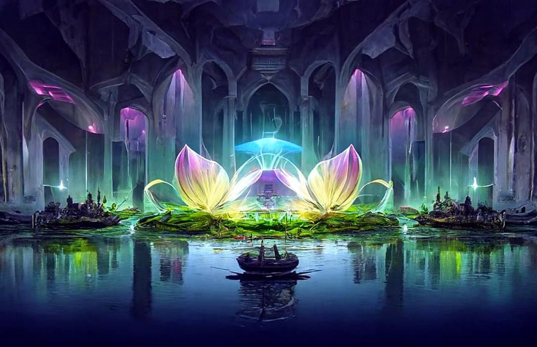 Magical Glowing Lotus in Astral Fantasy World