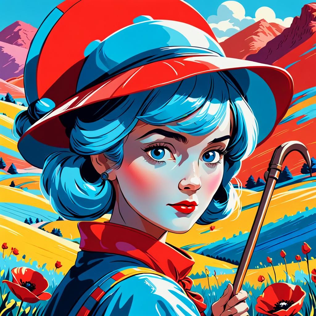 Bo Peep in Pop Art Style Portrait