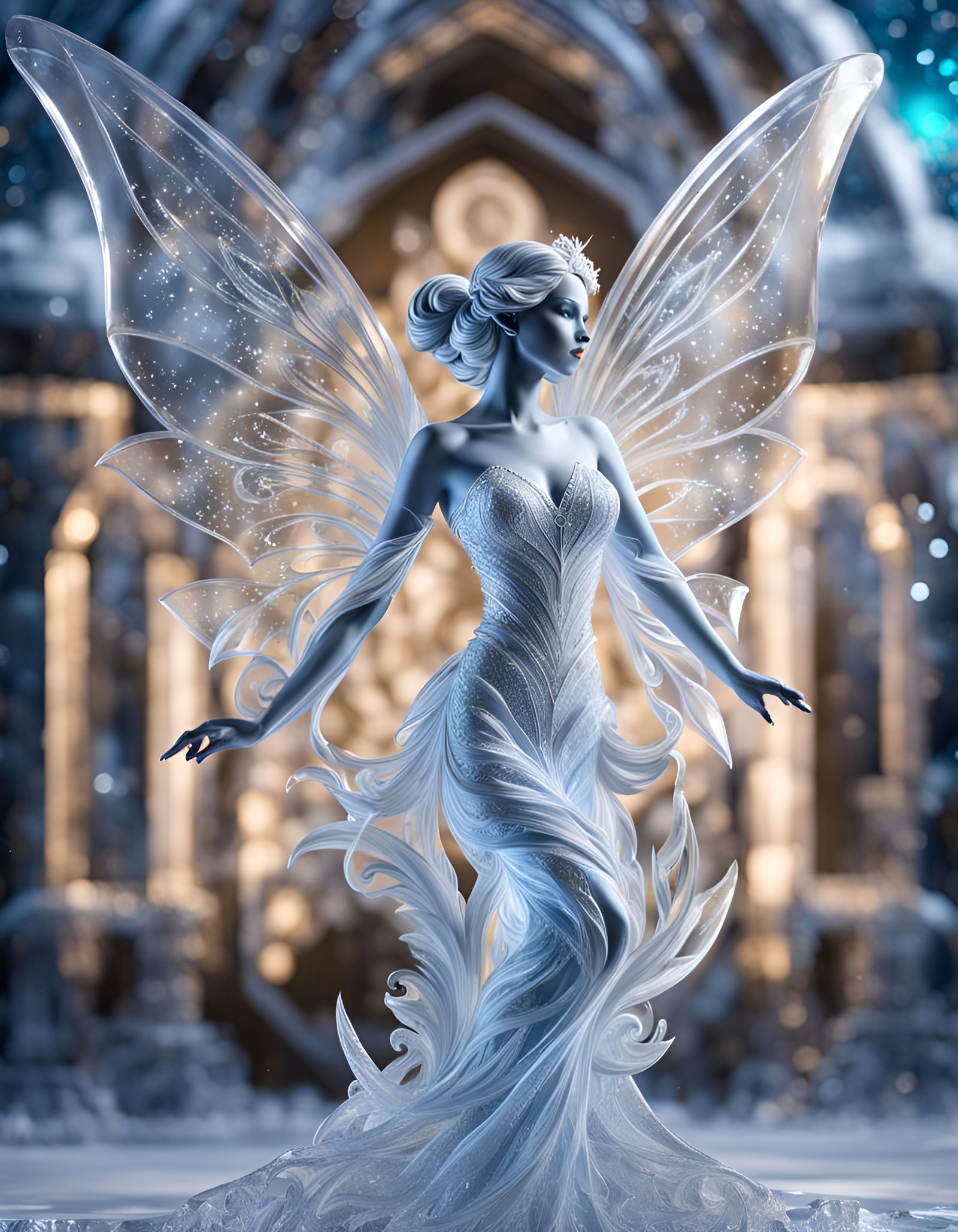 Frozen Fairy Ice Sculpture with Fractals