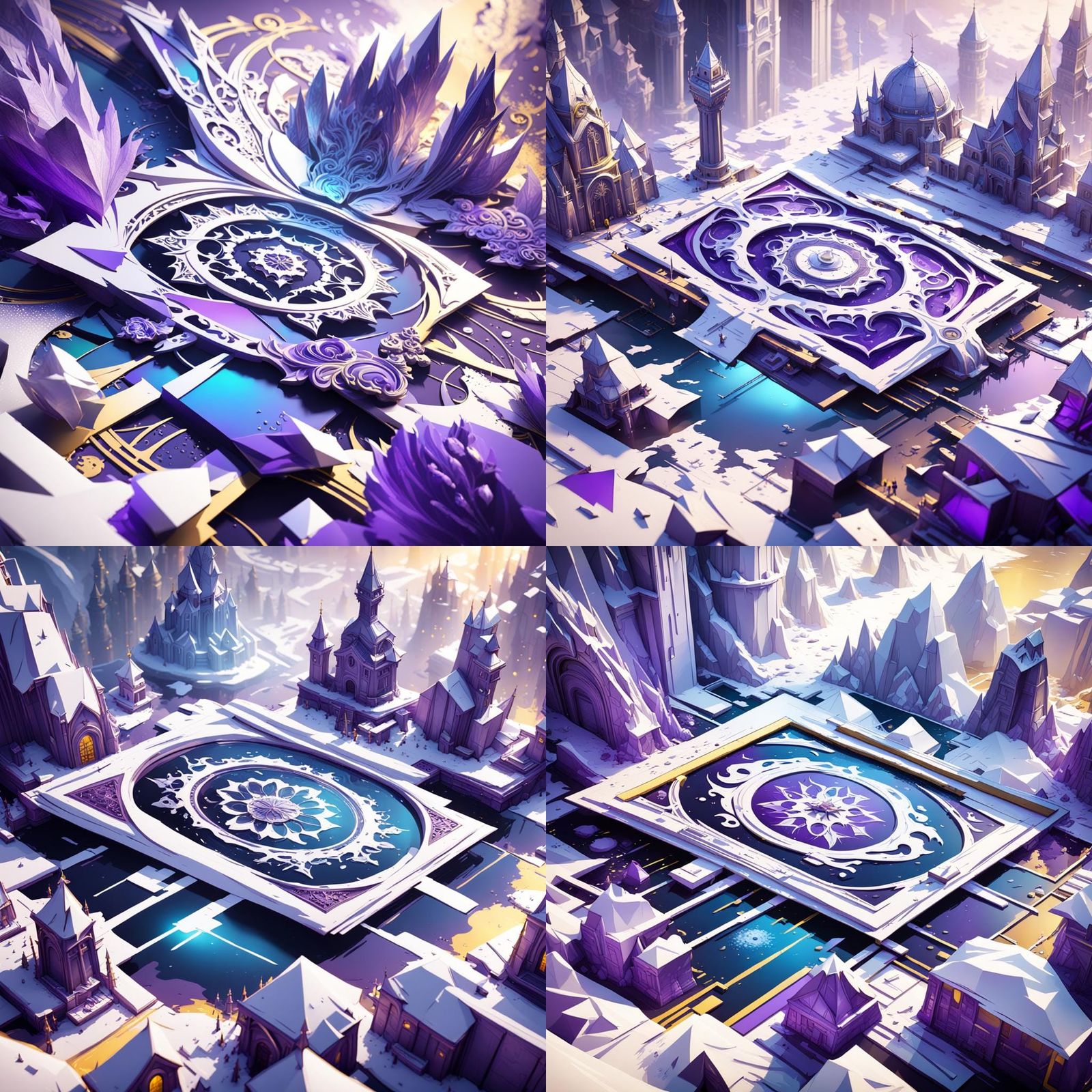 Dark Fantasy Concept Art in Purple and Yellow