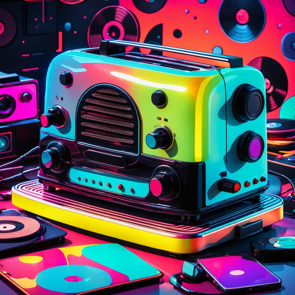 Pop Art Composition with Retro Objects and Smartphone