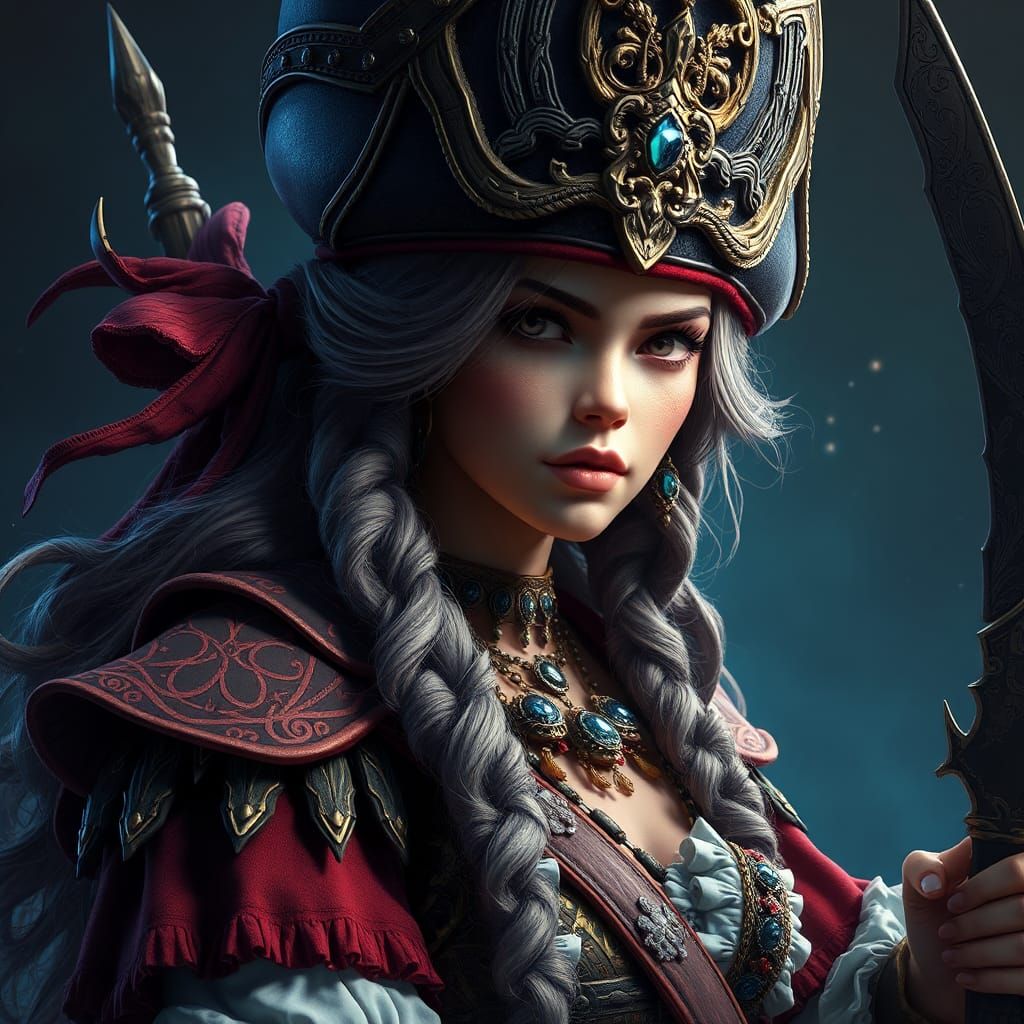 Detailed Pirate Queen Fantasy Concept Art