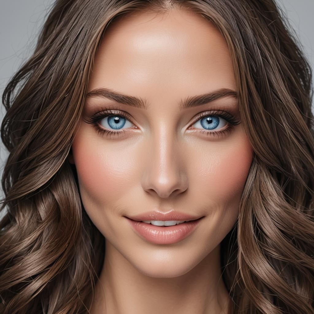Beautiful Woman with Blue Eyes in Matte Painting
