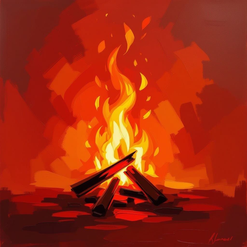 Vibrant Abstract Flame in Fiery Colors