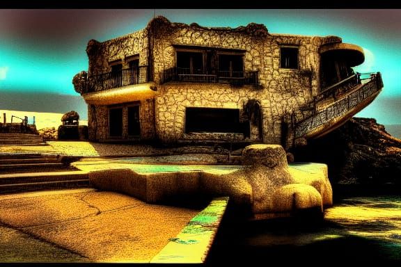 Sunken City in Film Noir Style with Cool Colors