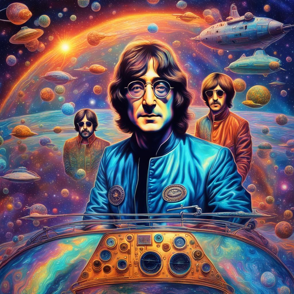The Beatles on Atomic Submarine: Cosmic Illustration