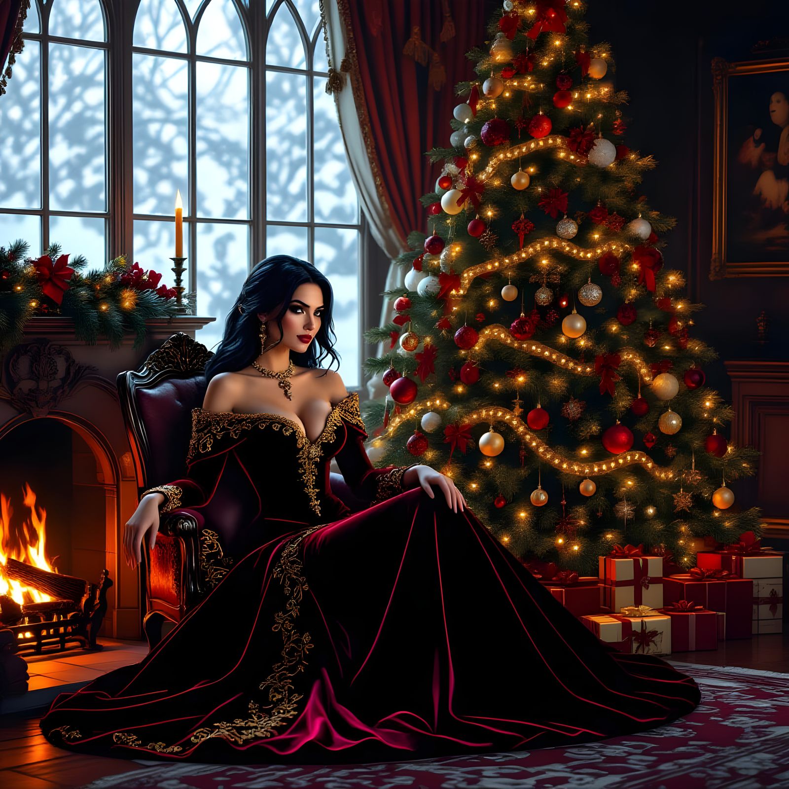 Nyssa Al Ghul in Christmas Fantasy Art