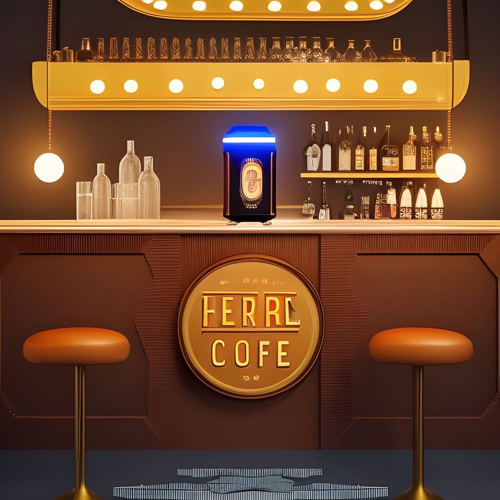 Retro-Futuristic Cafe with Robot Bartender