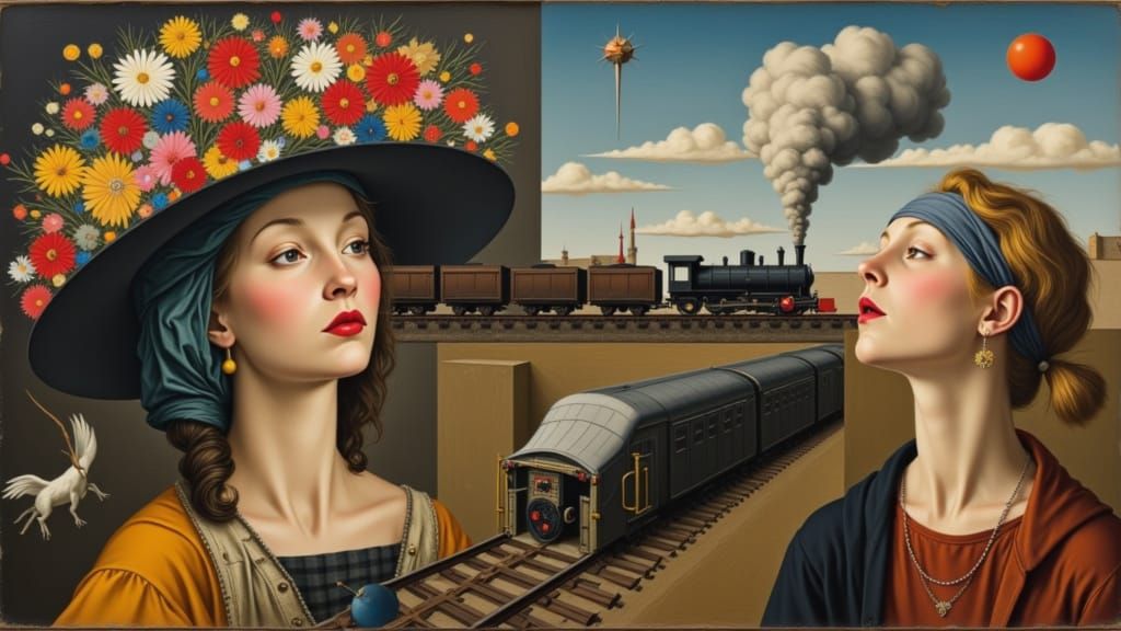 Surreal Collage of Impossible Actions in Early Netherlandish...