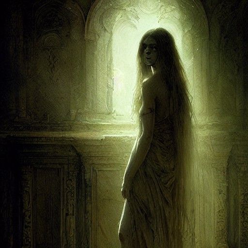 Ethereal Ghost Girl in Gothic Horror Style