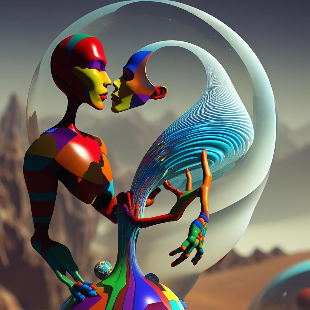 Surreal Alien World with Rotating Mathematical Art