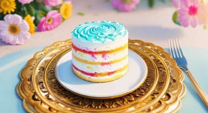 Surreal Birthday Cake in Pastel Paradise