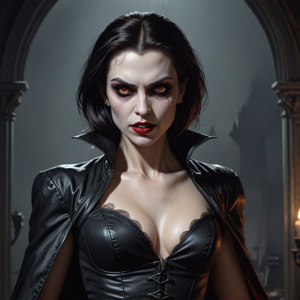 Seductive Vampire in Dark Fantasy Style