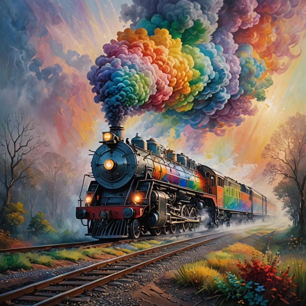 Rainbow Locomotive: A Fantastical Train of Color