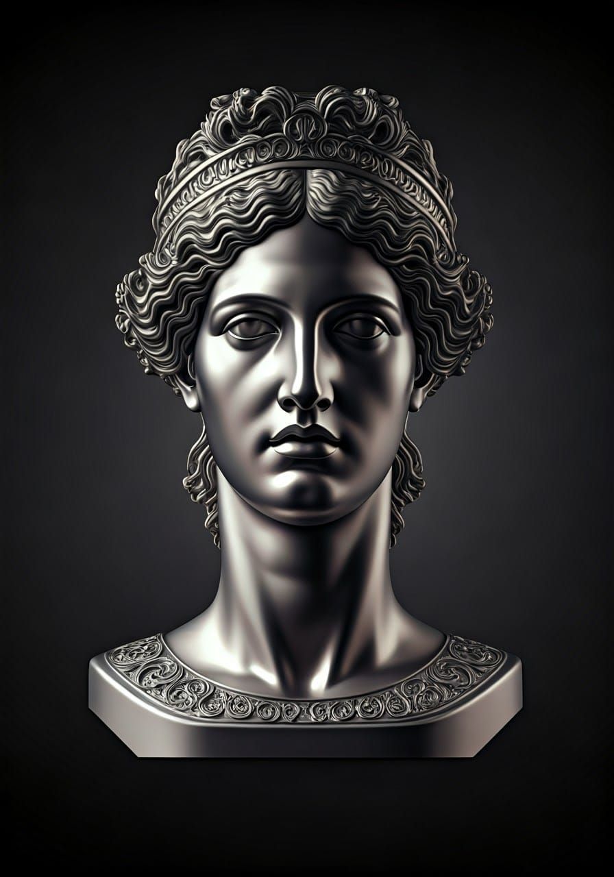 Futuristic Chrome Greece Statue in 3D