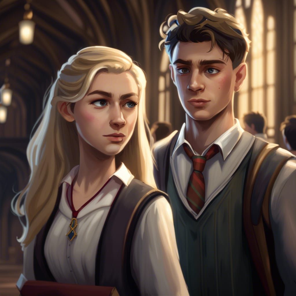 Hogwarts Student Portrait in a Medieval Hallway