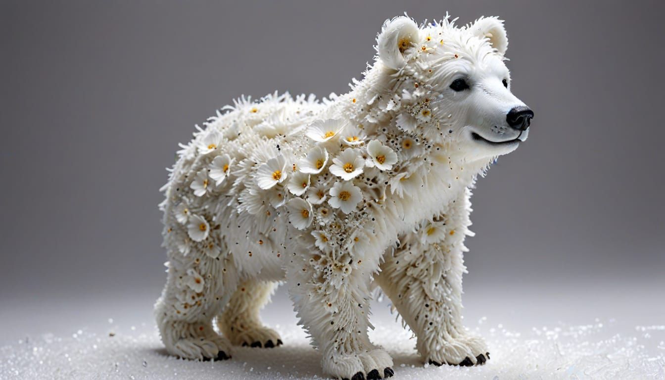 Polar Bear Sculpture Made of Recycled Aluminum