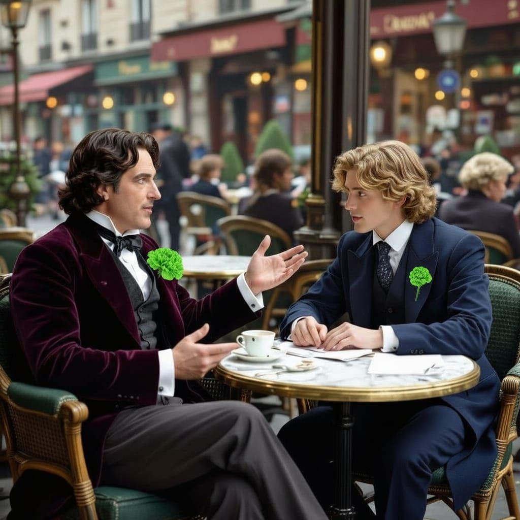 Oscar Wilde and Lord Alfred Douglas in Cafe