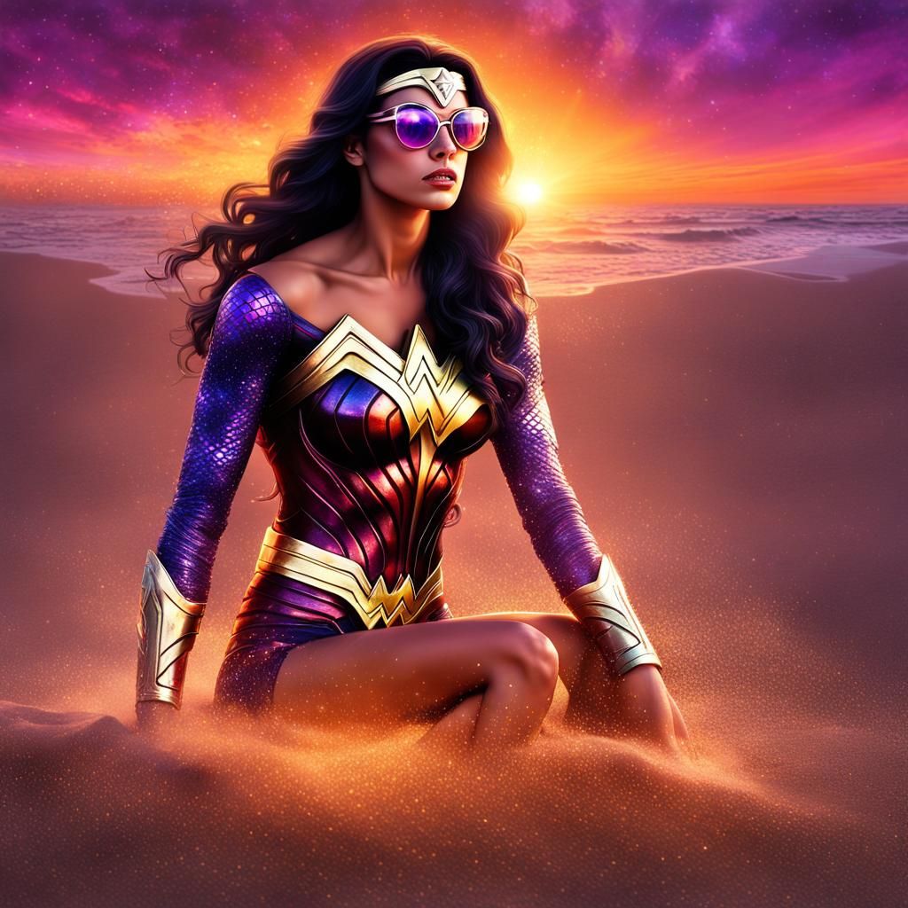 Wonder Woman's Spa Day: Double Exposure Digital Art