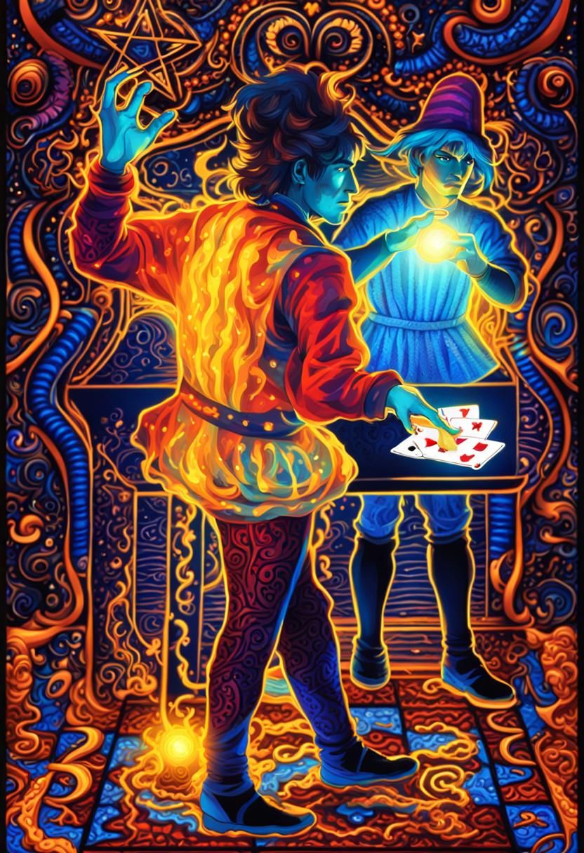 Mystical Card Game in Astral Dark Fantasy Style