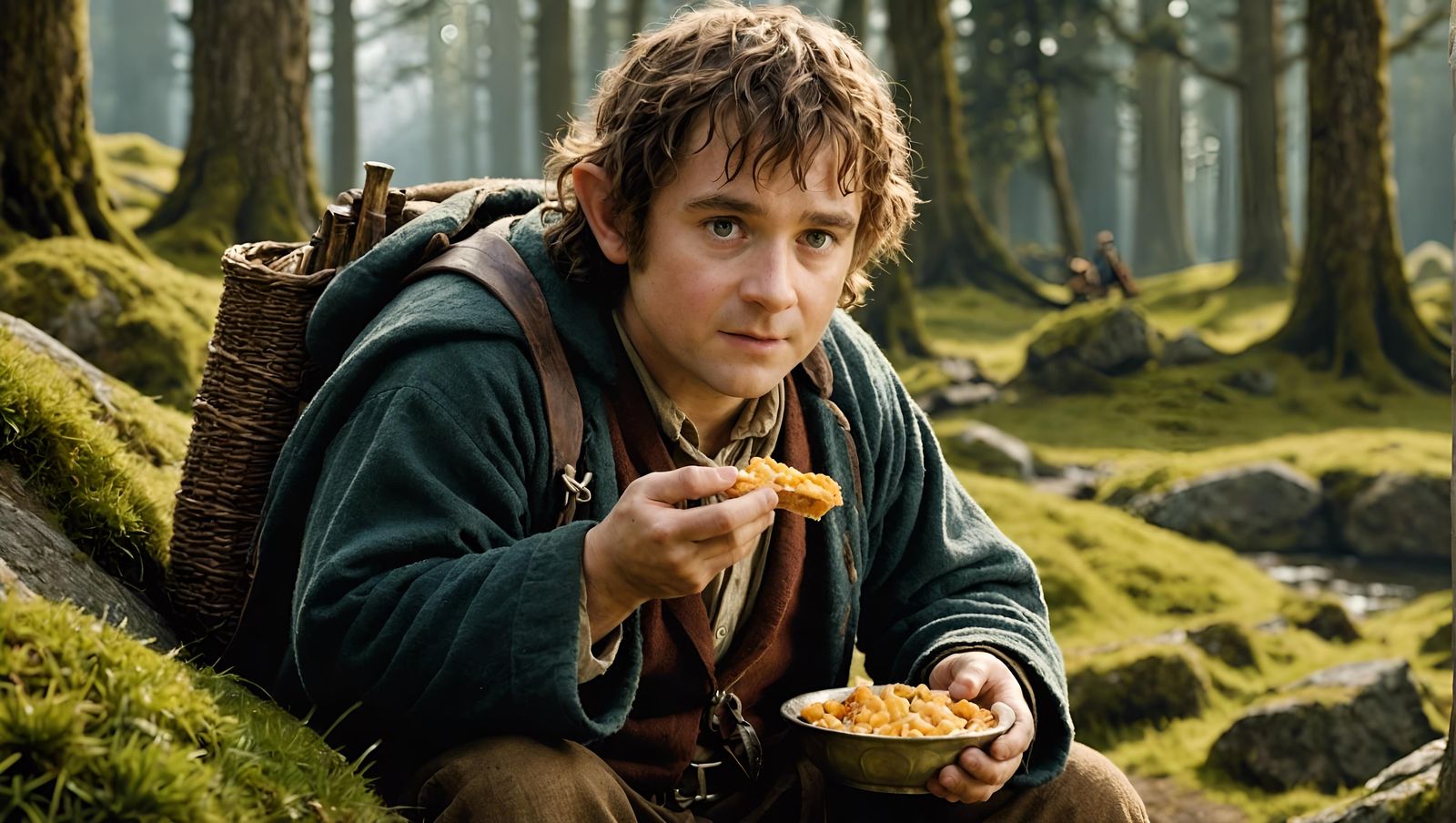 Hobbit Eating a Snack, Painterly Style