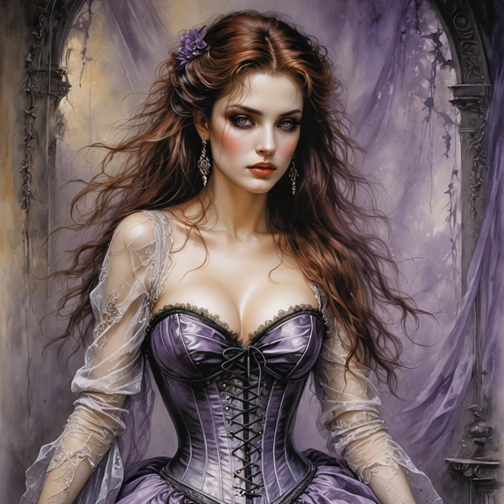 Elegant Gothic Woman in Oil Painting Style