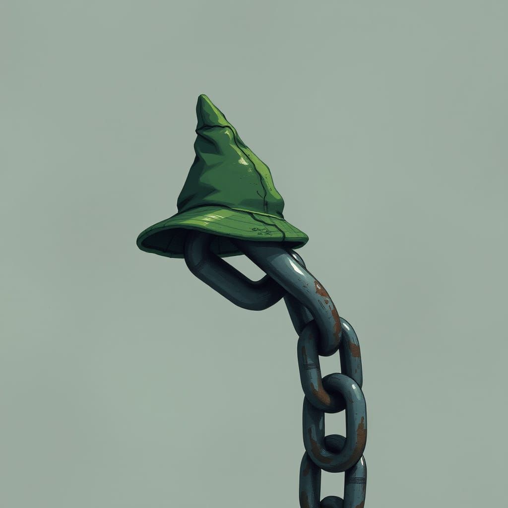 Chain Link in Green Cap: Digital Illustration