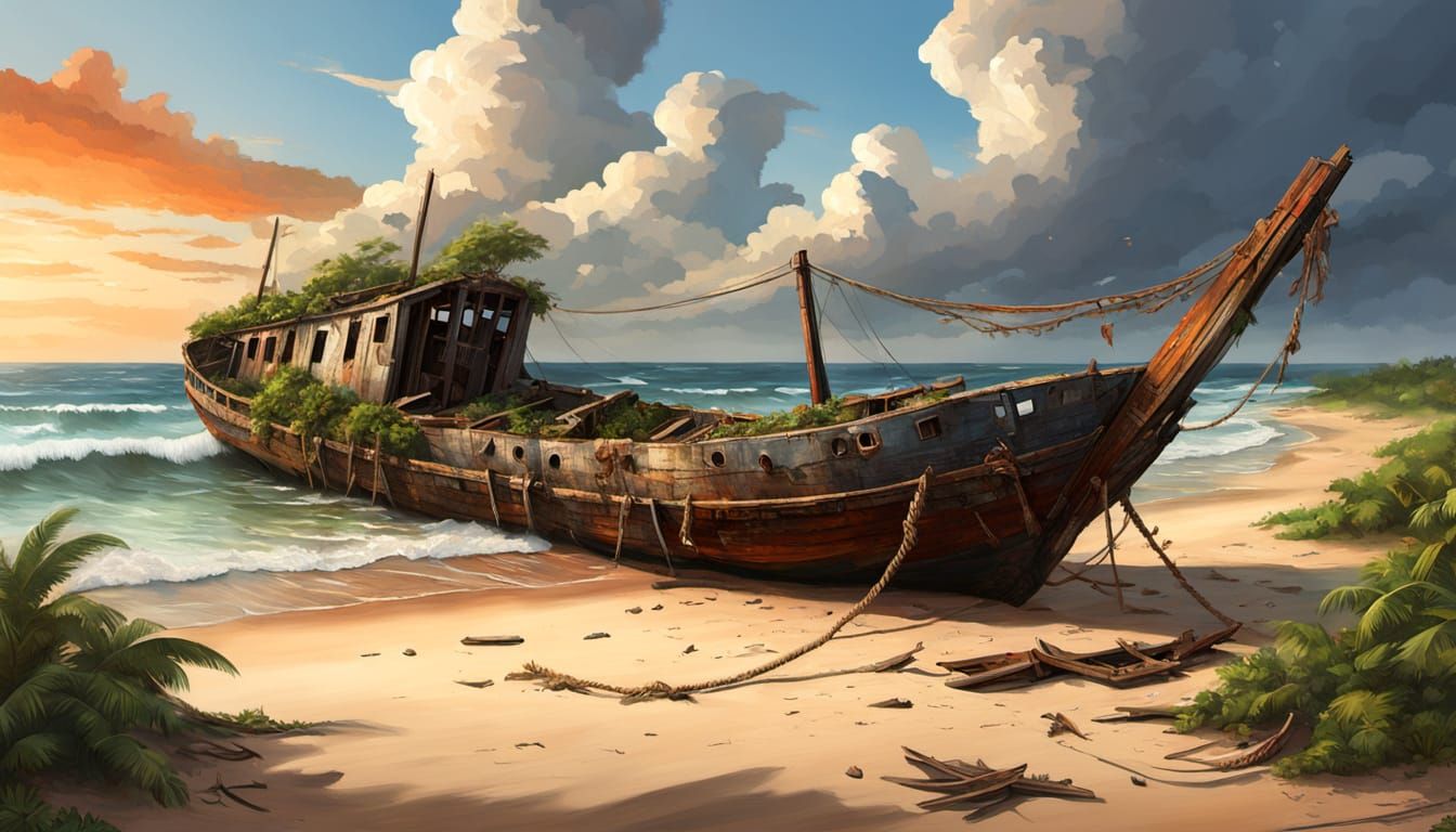 Ivory Coast Shipwreck Digital Painting