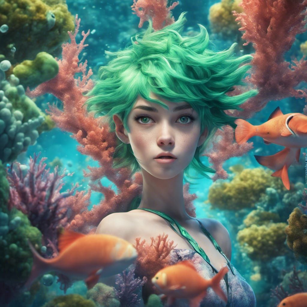 Underwater Coral Reef Scene with Pokemon Misty