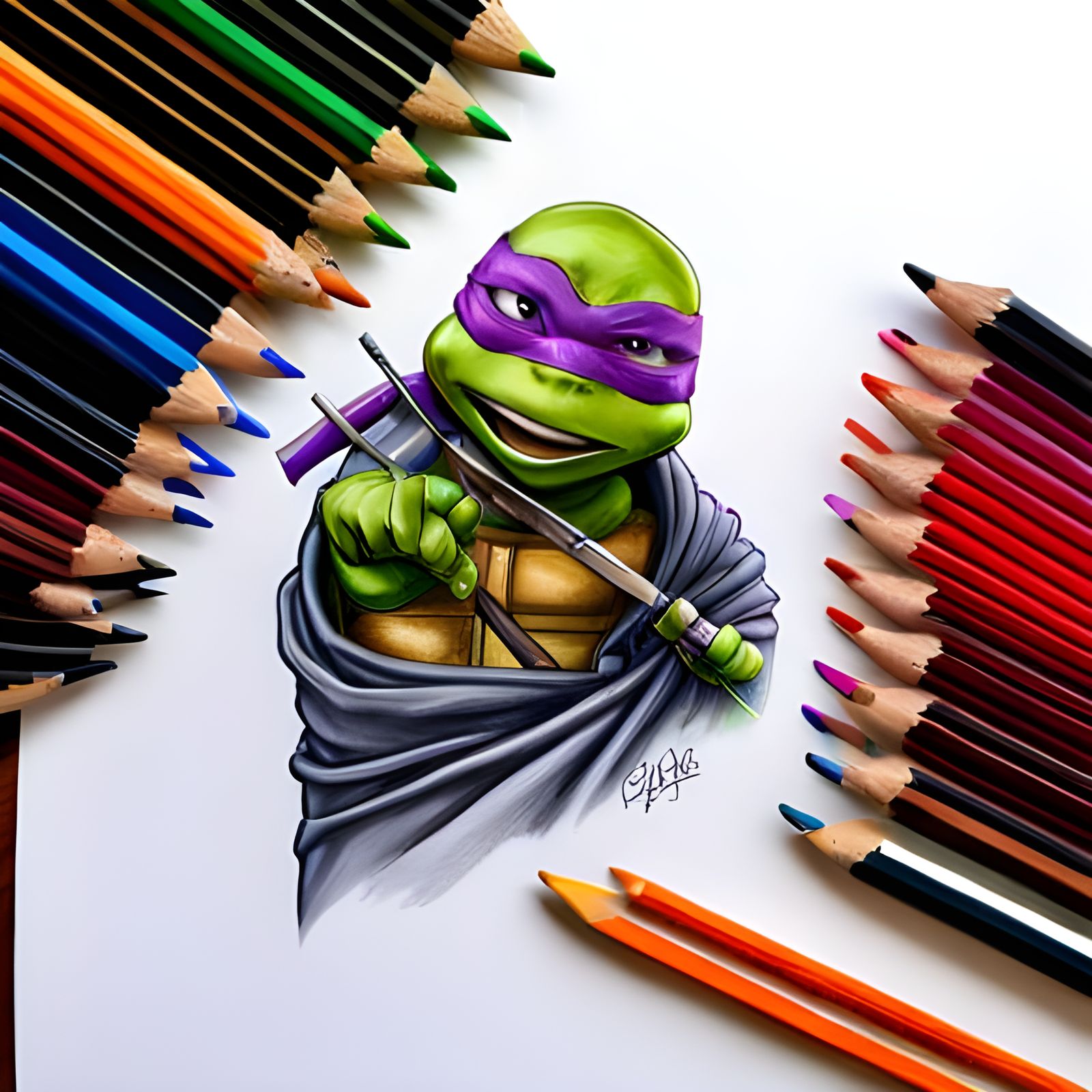 Donatello Ninja Turtle in Color Pencil