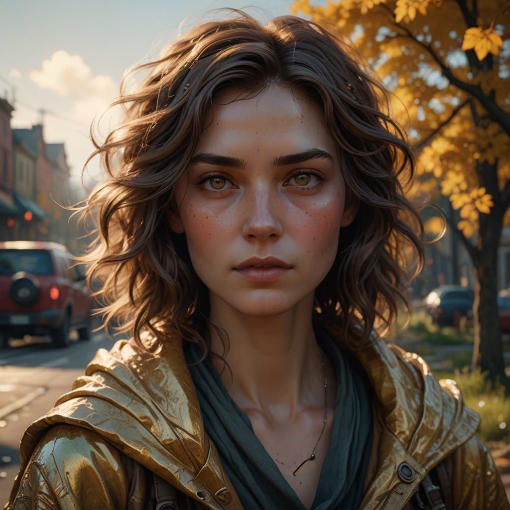 Warmth of Golden Light Captivates Close-Up Portrait in Earth...