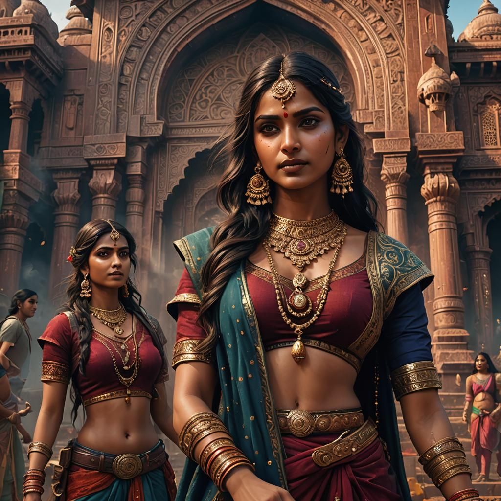 Beautiful Indian Women: Detailed Fantasy Art