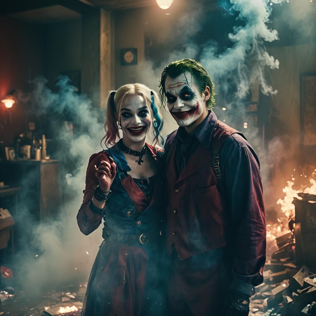 Harley Quinn and Joker in Cinematic Film Noir