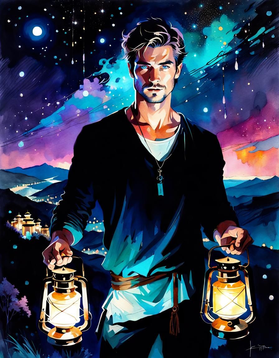 Spectacular Vista: Portrait with Cosmic Lanterns
