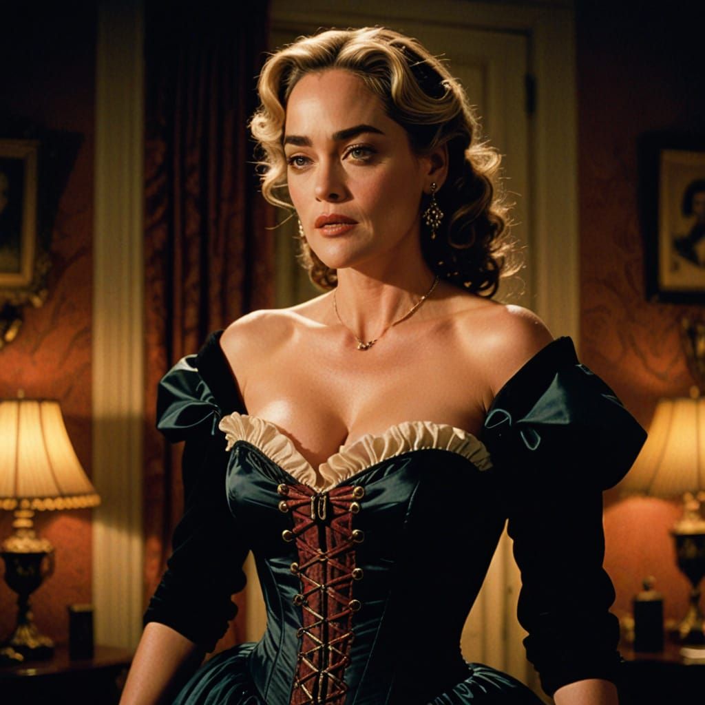 Elegant Actress in Vintage Cinematic Corset