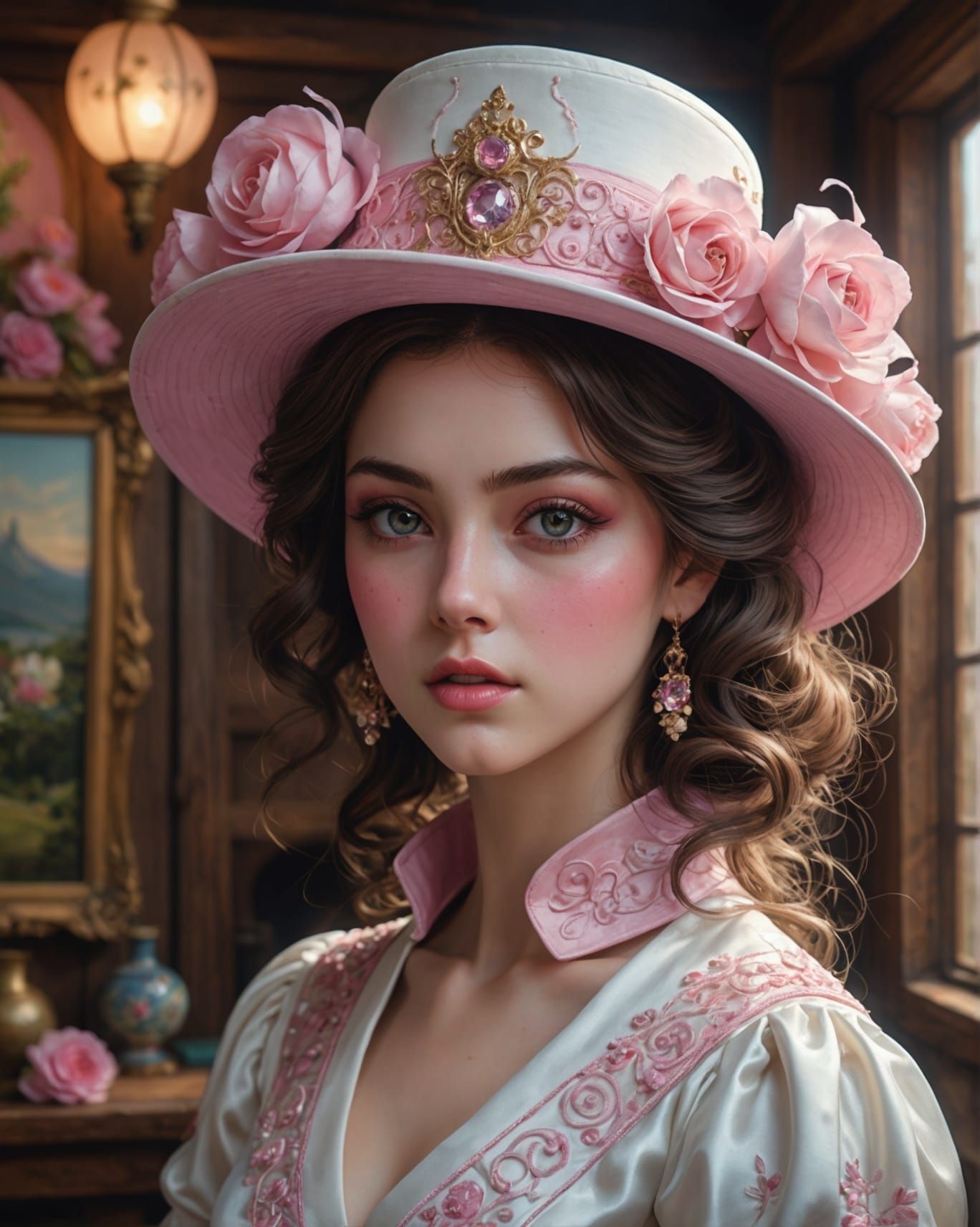 Beautiful Anime Woman in Cottagecore Style