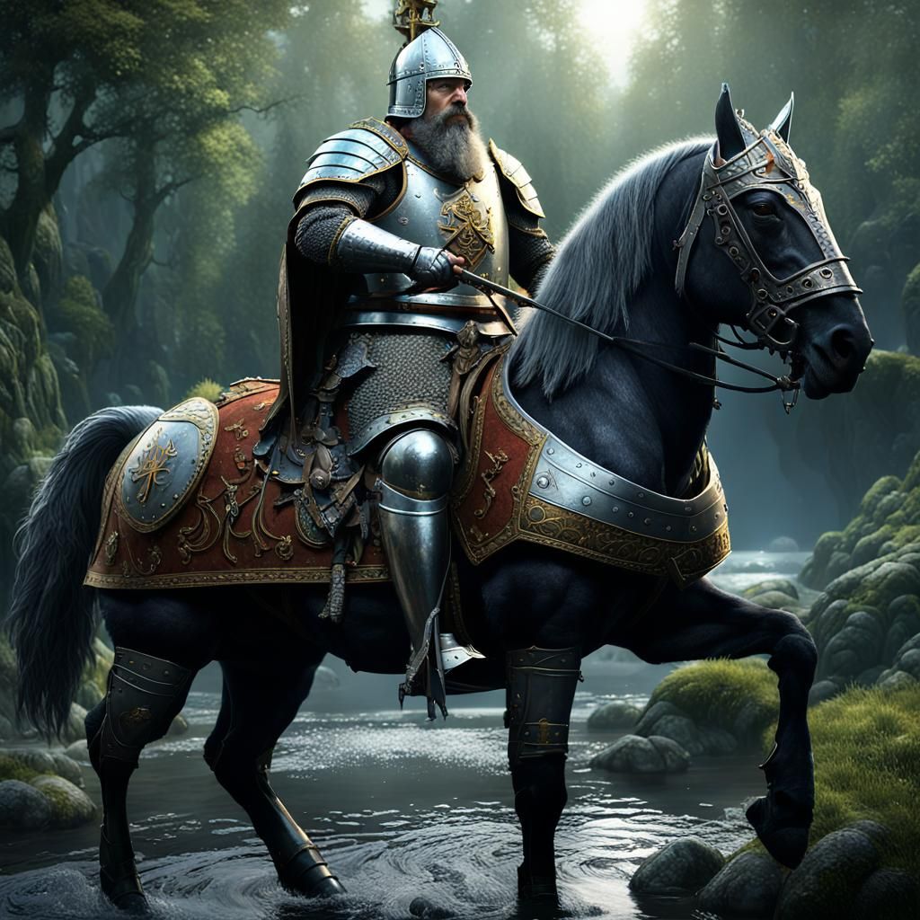Medieval Knight with Crown: Dark Fantasy Concept Art