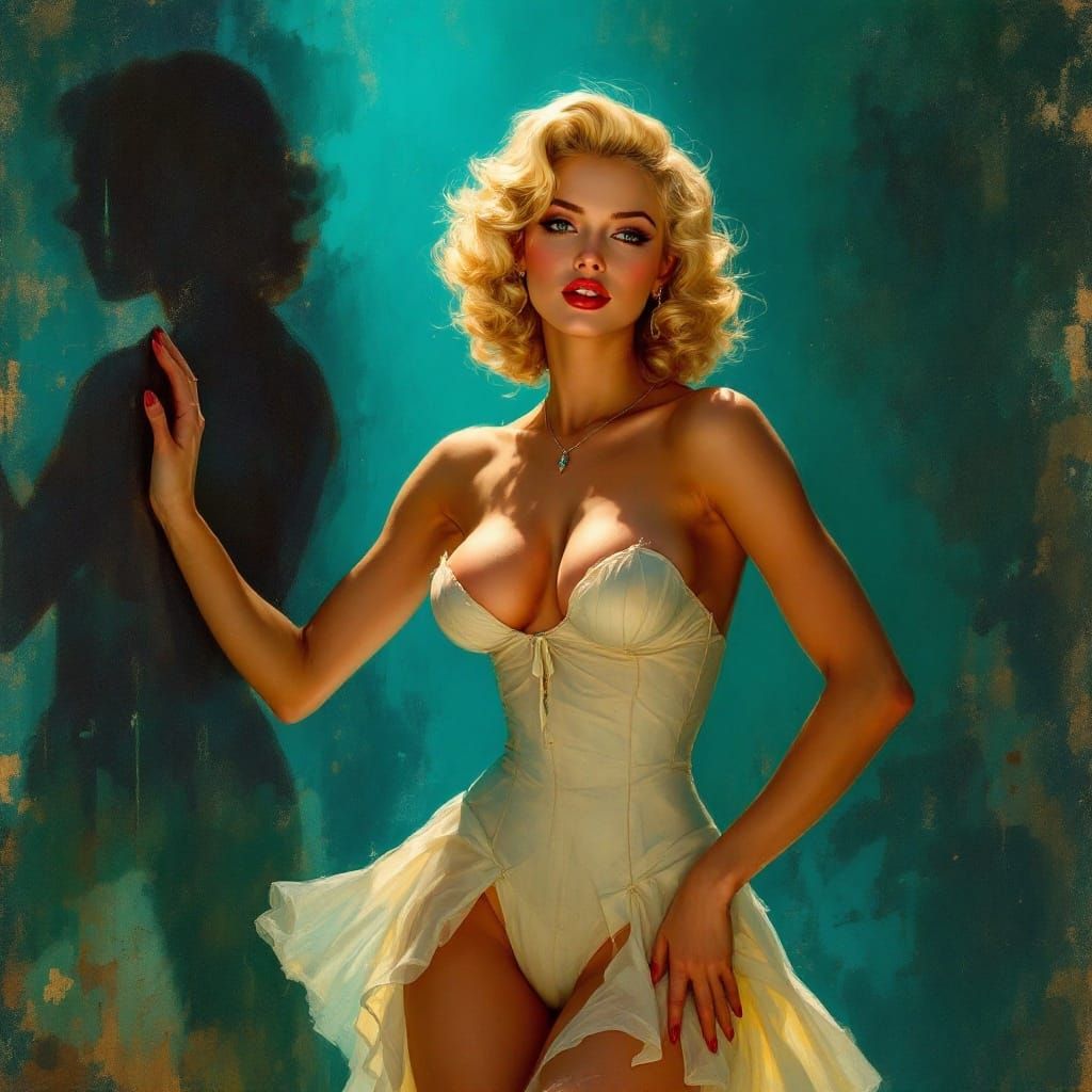 1950s Pin-Up in Impressionist Style