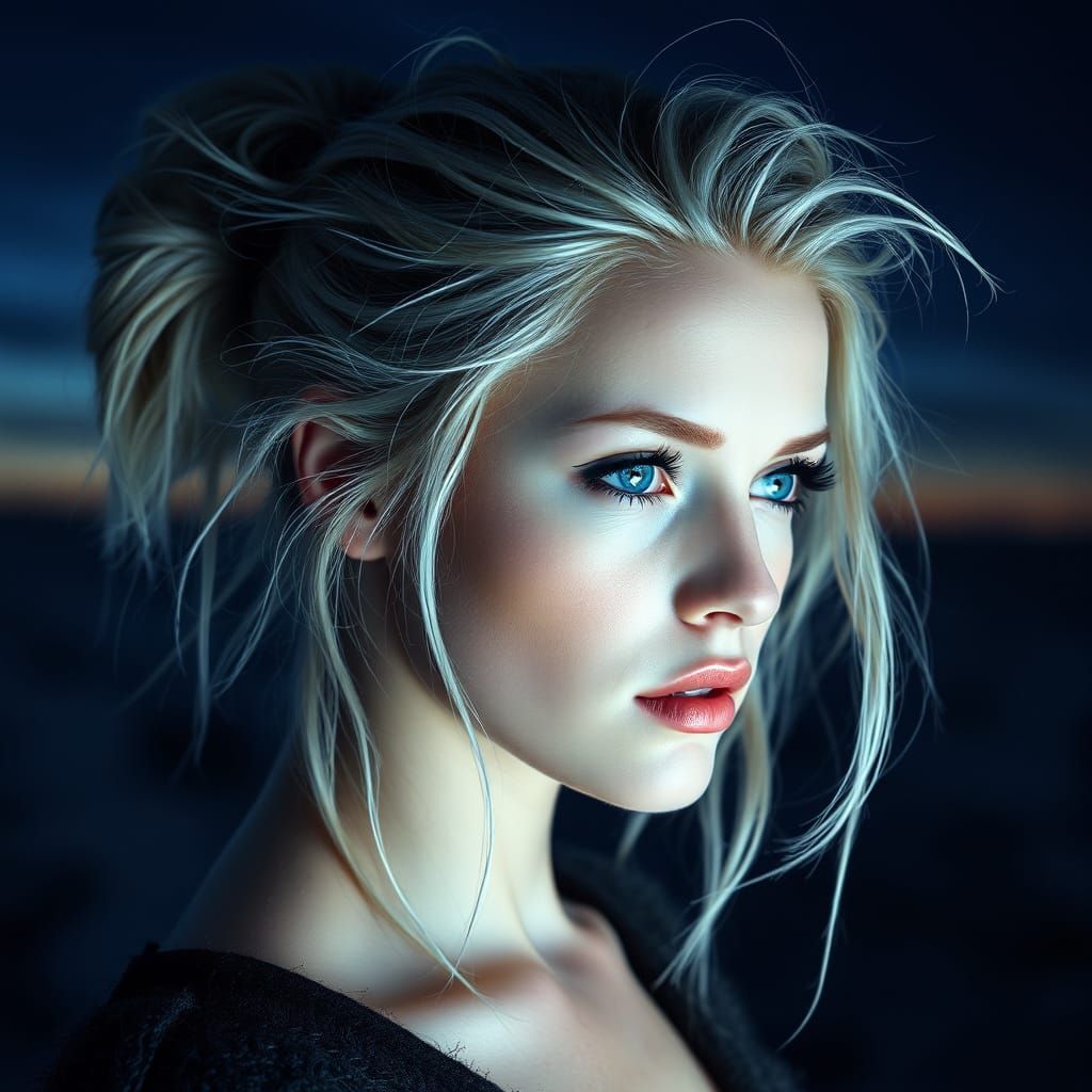 Ethereal Norse Goddess Portrait in Romantic Style