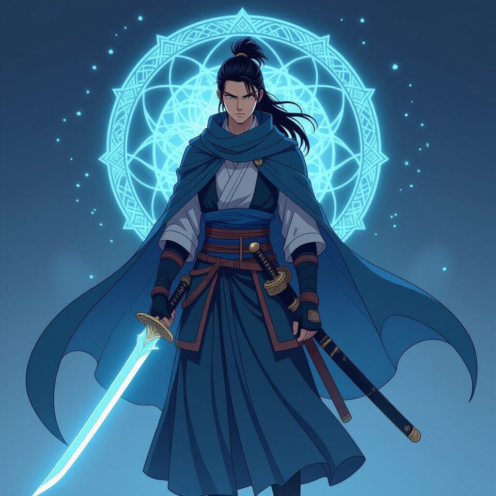 Shonen Anime Swordsman with Glowing Sword