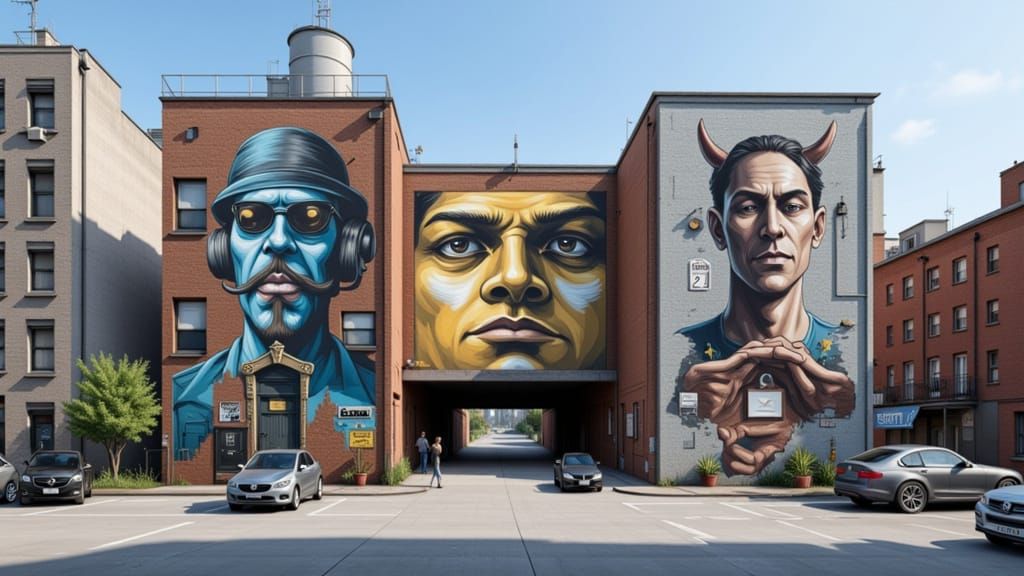 Noir Street Art Graffiti in Urban Landscape