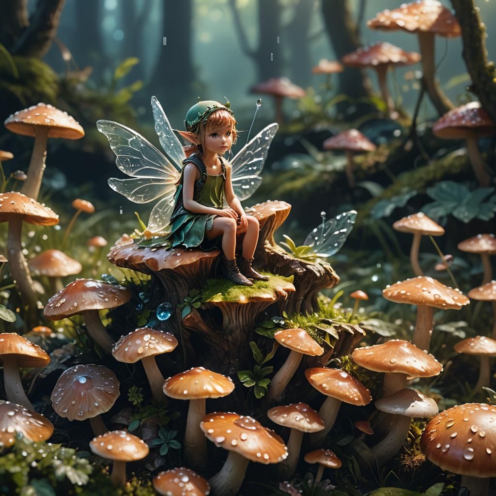 Fairy on Mushroom: 3D Game Cinematic Macro Photography