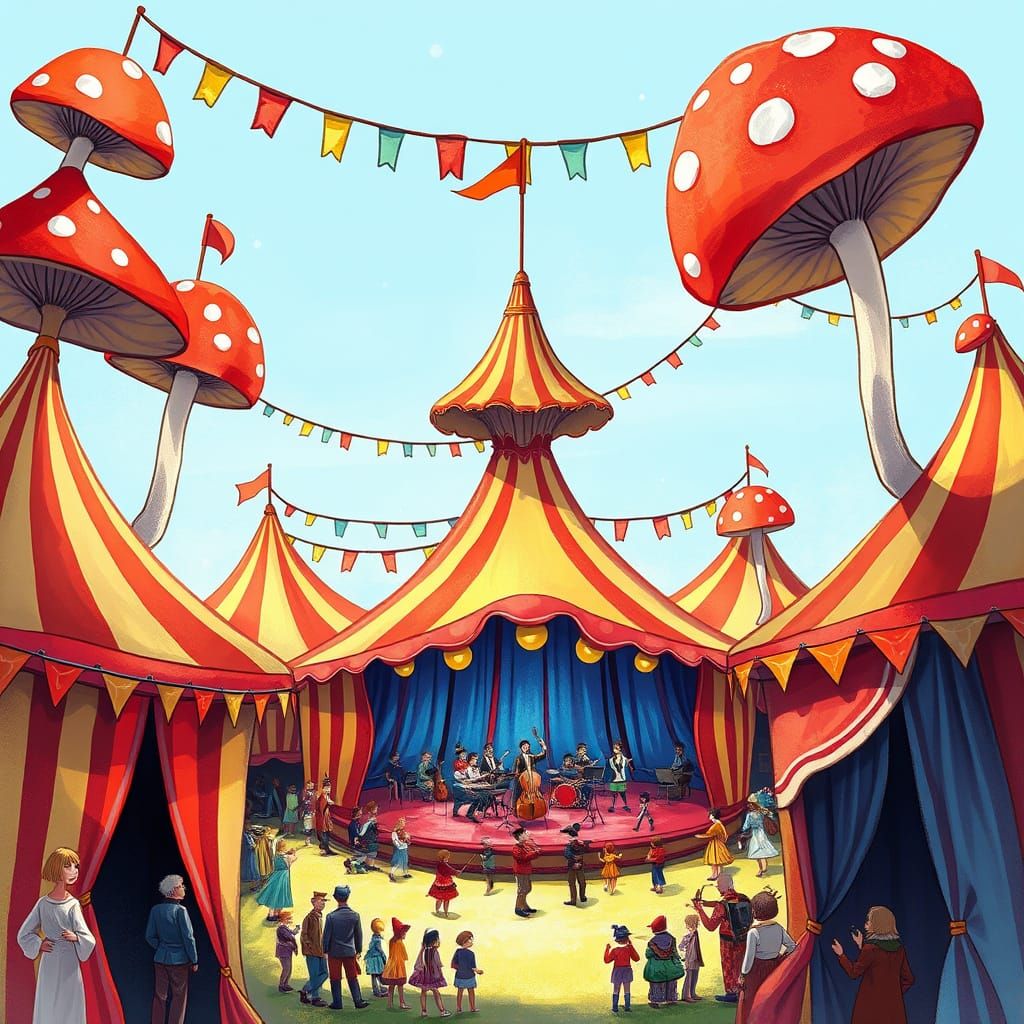 Whimsical Magical Mushroom Circus